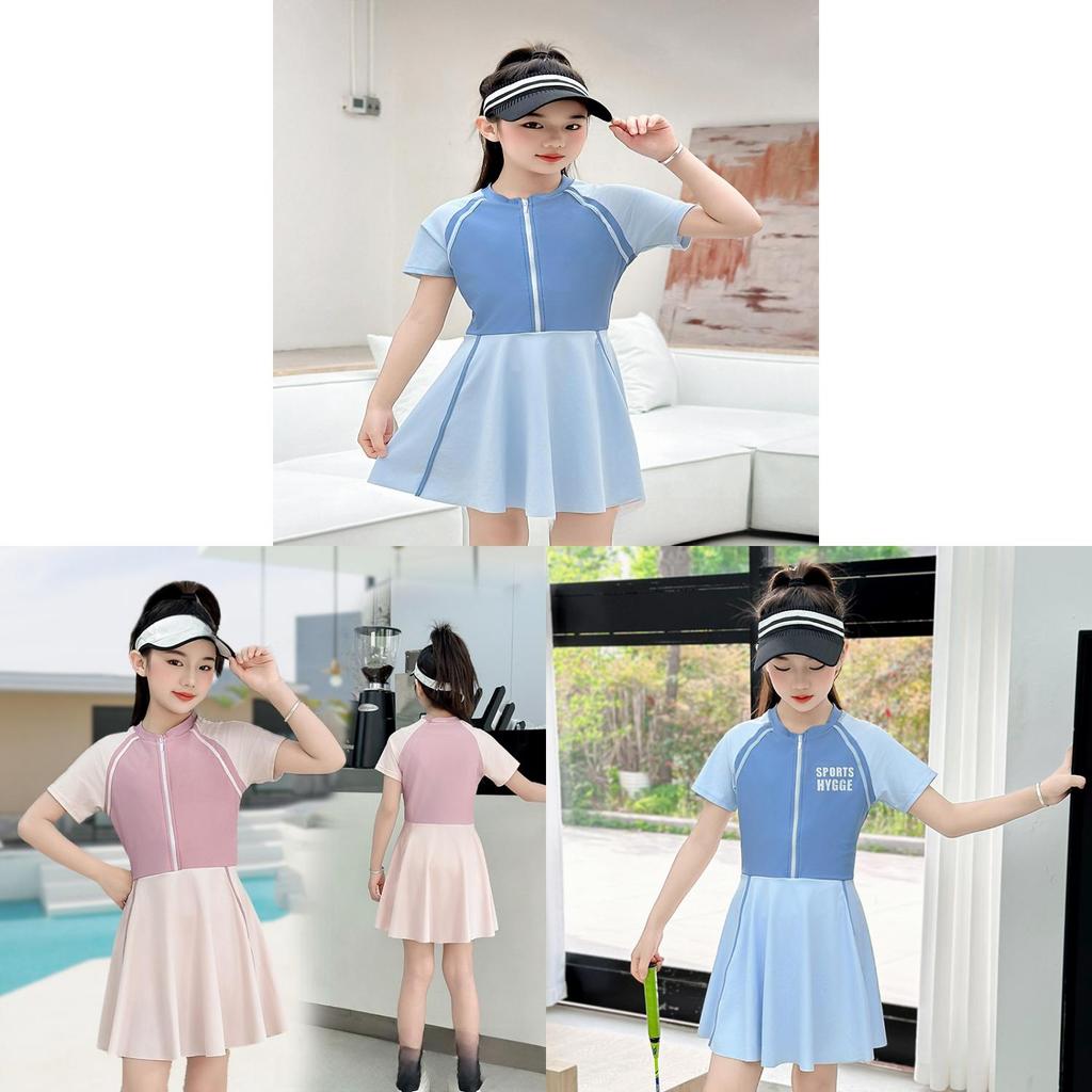 Childrens Onepiece Swimsuit Girls Conservative Bathing Suit With High Elasticity For Water Sports