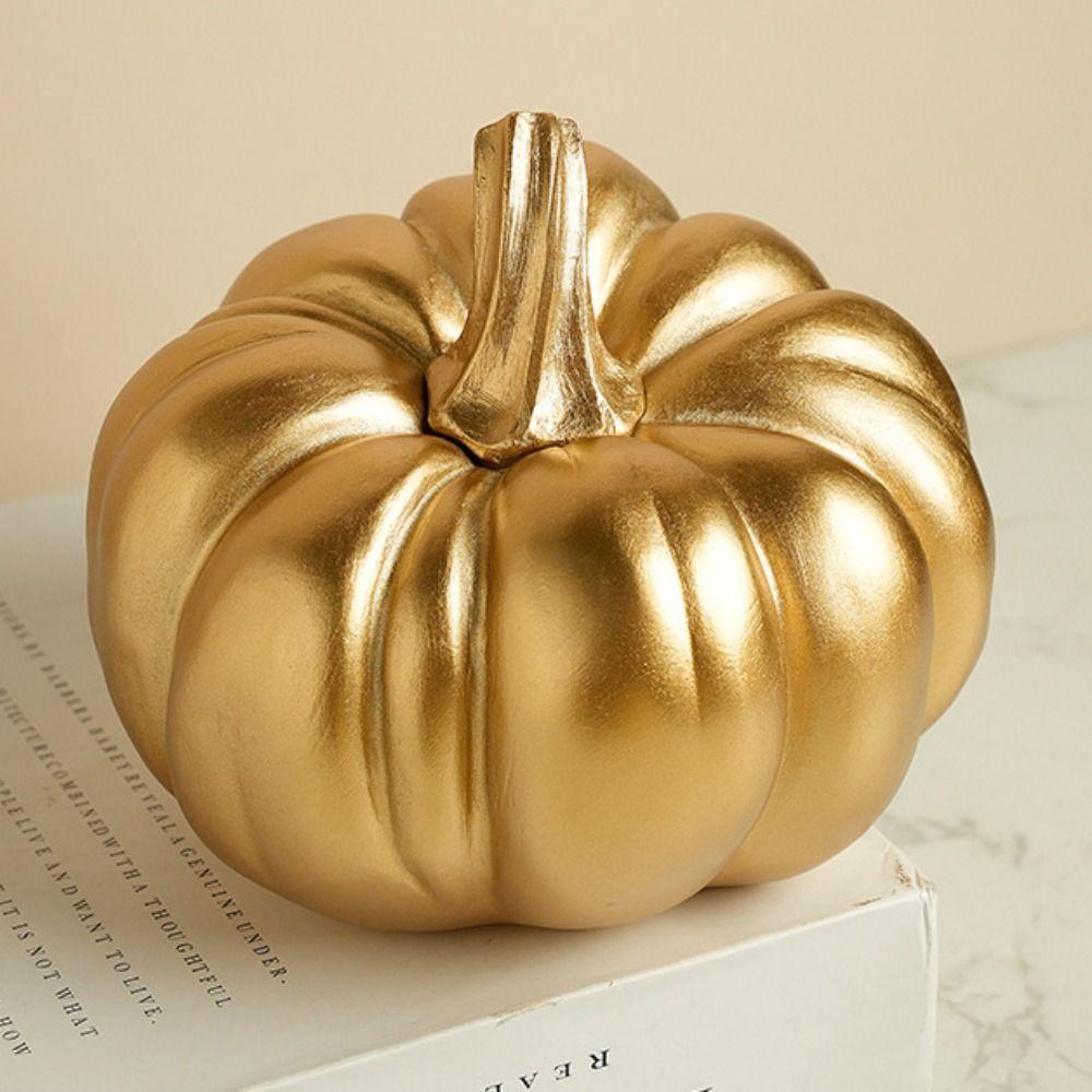 Retro Pumpkin Statue Resin Miniature Figurine Sculpture Micro Landscape Pumpkin Ornament  Autumn