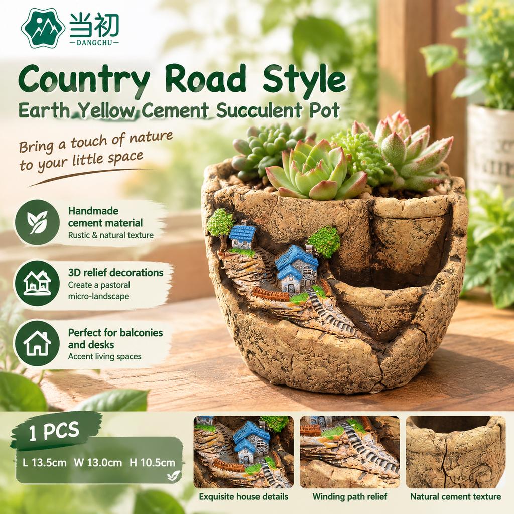 Handmade Cement Succulent Pot Creative Micro Landscape Planter