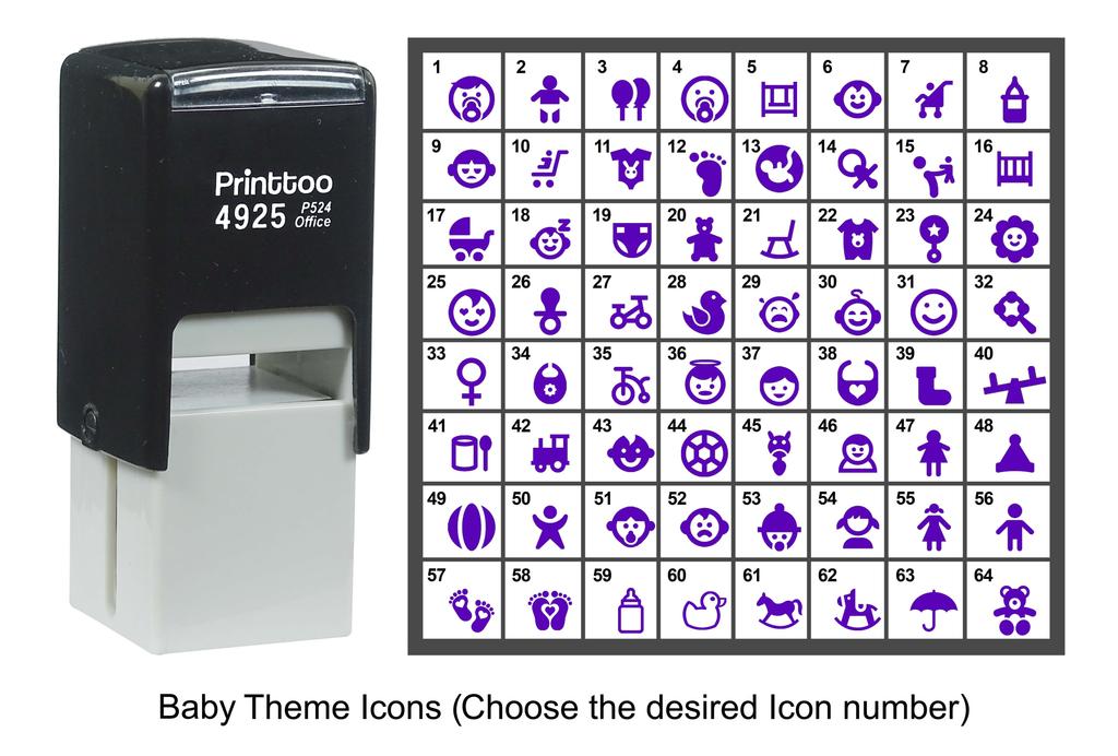 Printtoo Baby Theme Icons Rubber Stamp Self Inking Stamper 24 Mm