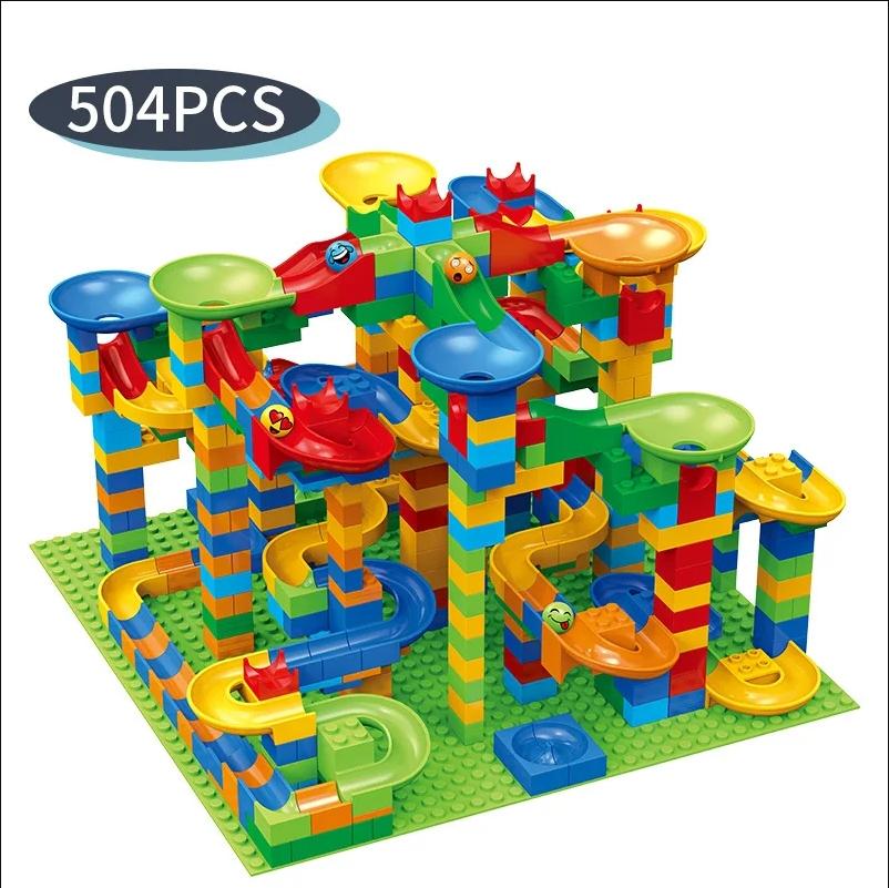 84-504PCS Marble Race Run Blocks Maze Ball Track Toy Compatible City Building Blocks Funnel Slide Blocks Toys DIY Bricks Toys