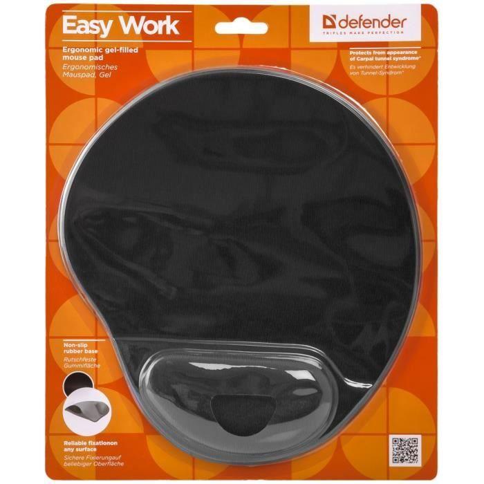 Mousepad - Defender - Easy Work - Ergonomic - Wrist Rest - Black Lycra 260x225x5 Mm