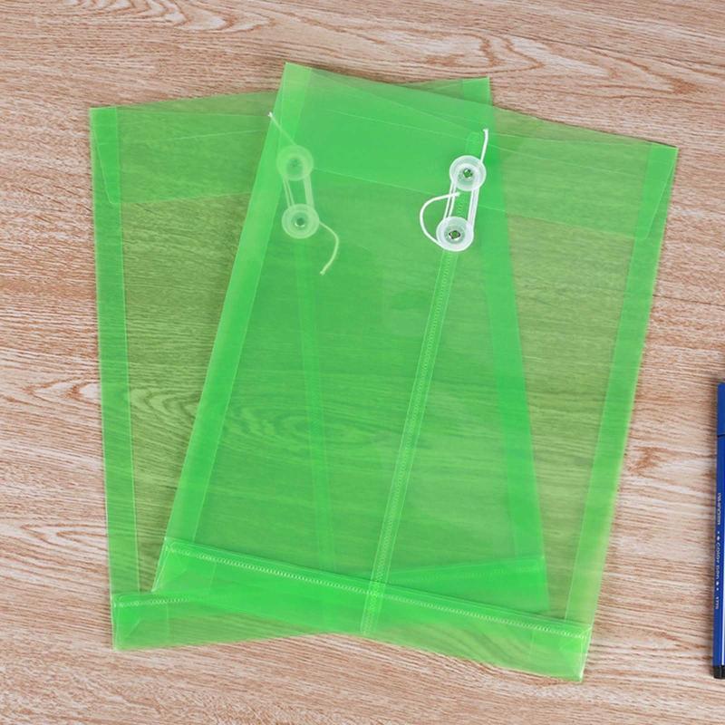 12Pcs A4 File Folders with String Lock Office File Bags Waterproof PP File Wallet Clear Document Folder for Adult Office