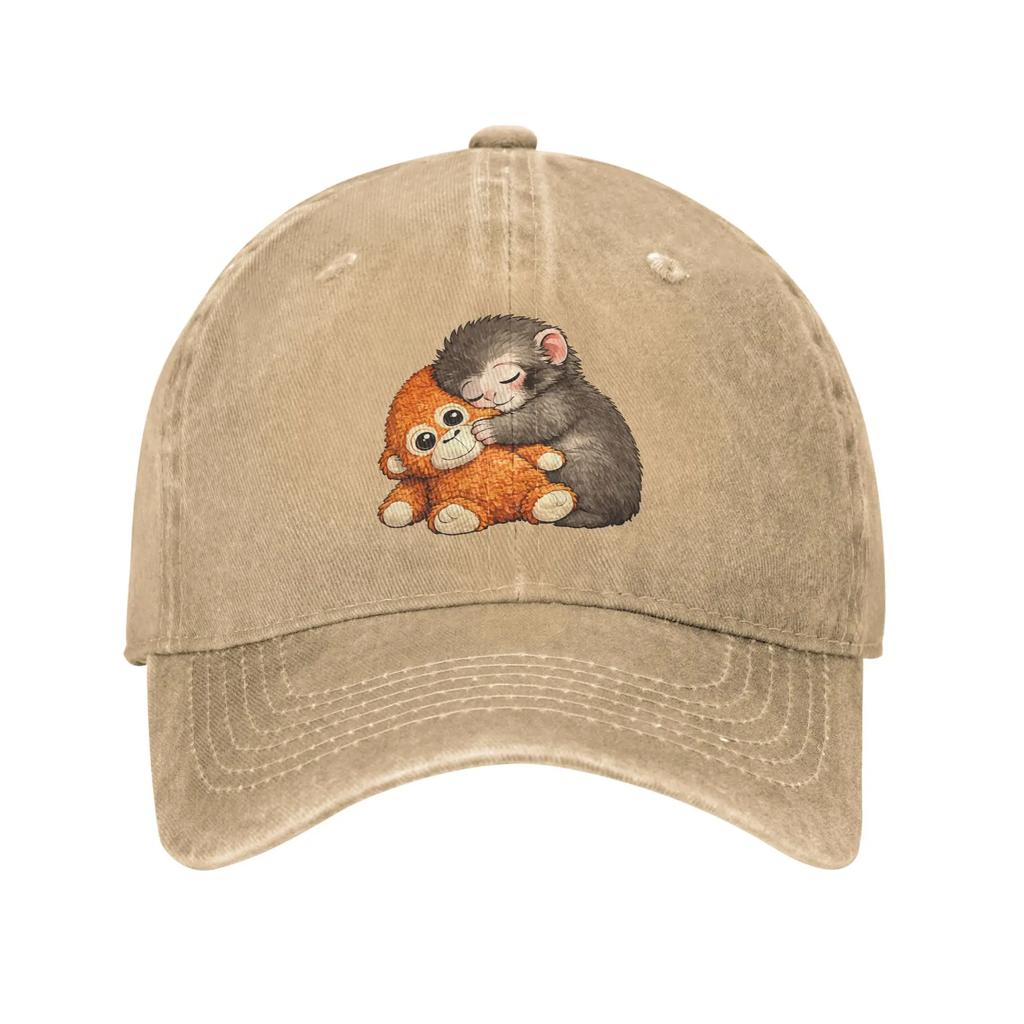Punch The Monkey Cuddling Stuffed Animal Meme Baseball Cap Sun Hunting Camping Breathable Washed Hip Hop Hats Baseball Caps