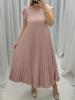 Elegant Summer Dress For Women With High Waist Pockets In Polyester Fabric For Office Wear