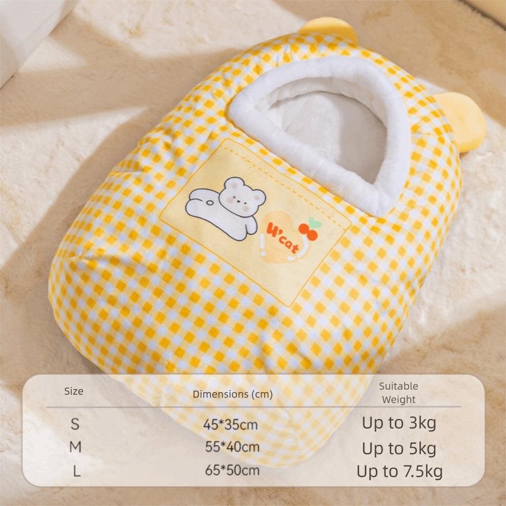 Semi-Enclosed Pet Warm Nest Cartoon Cat Cave Bed Pet Cave Cat Sleeping Bag  Indoor