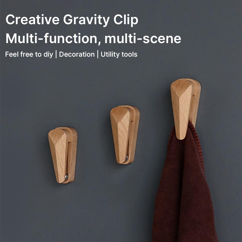 3PCS 1.77×1.73×3.96in Towel Clips Wood Wall Hanger Clamps Vintage Towel Holder Kitchen