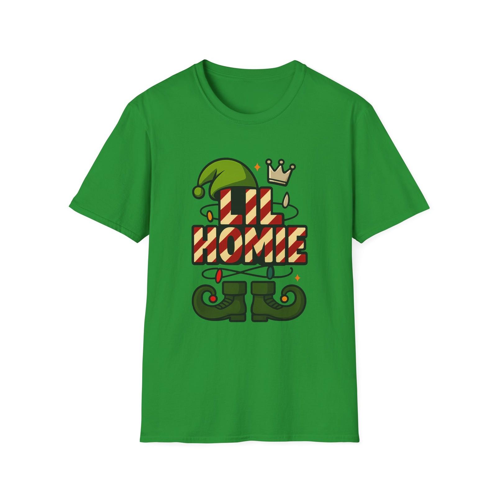 Unisex Softstyle T-Shirt Mens Womens Tees Top Lil Homie Candy Cane Crown Christmas Holiday S