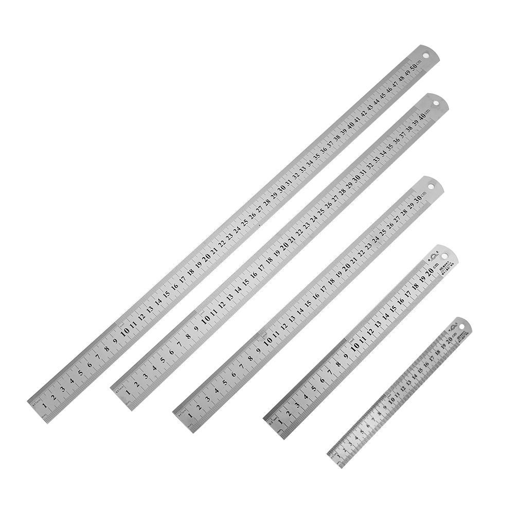 15cm/20cm/30cm/40cm/50cm Metal Ruler Stainless Steel Straight Ruler Measuring Ruler Precision Double Sided Measure Ruler Tool