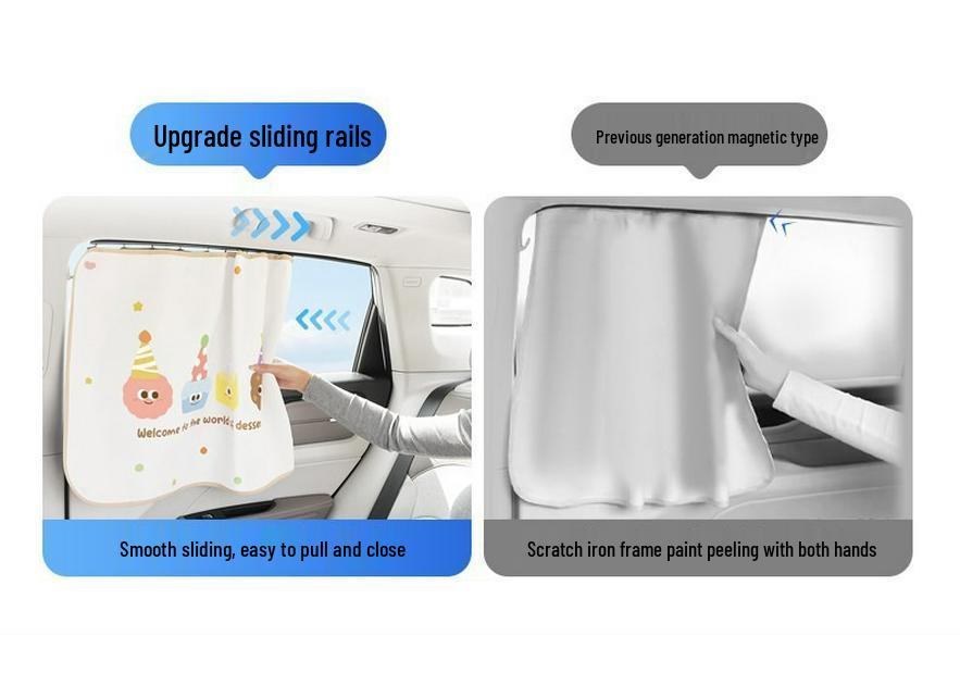 Car Rear Seat Cartoon Sunshade Curtain - Baby Sun Protection & Heat Insulation