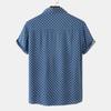 Men's Summer Leisure Vacation Printed Cotton Linen Top Polka Dot Print Lapel Short Sleeve Shirt