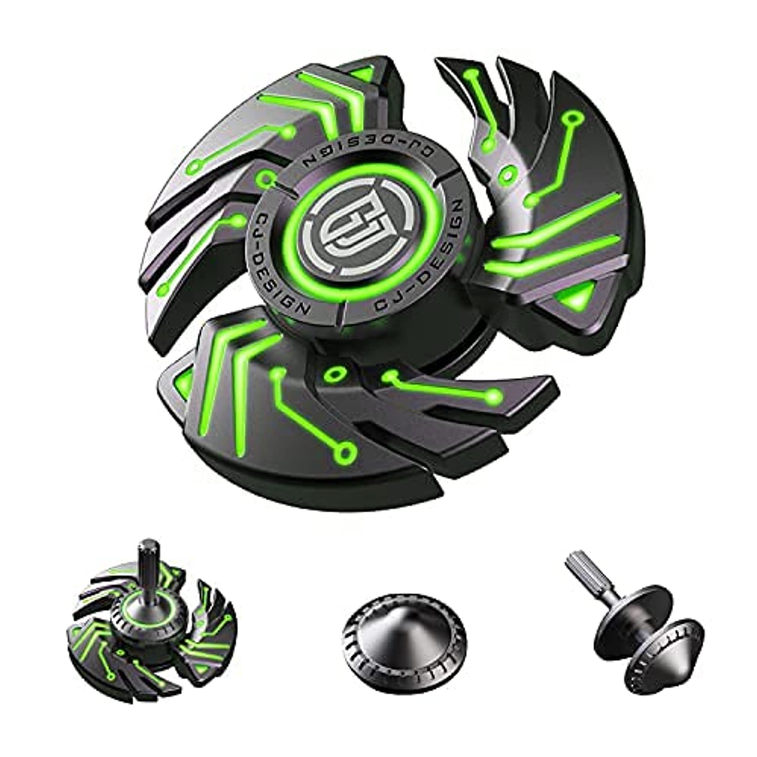 

Спиннеры Fidget, светящиеся, прочные, высокоскоростные, бесшумные, с металлическим подшипником, съемный спиннер для рук, деформируемый для взрослых и детей 5x5x1.4cm зелёный