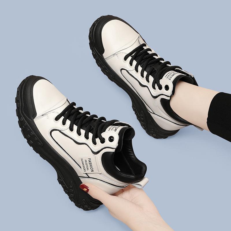 Casual sports shoes for women increase in height in autumn and winter Small white thick-soled dad flat