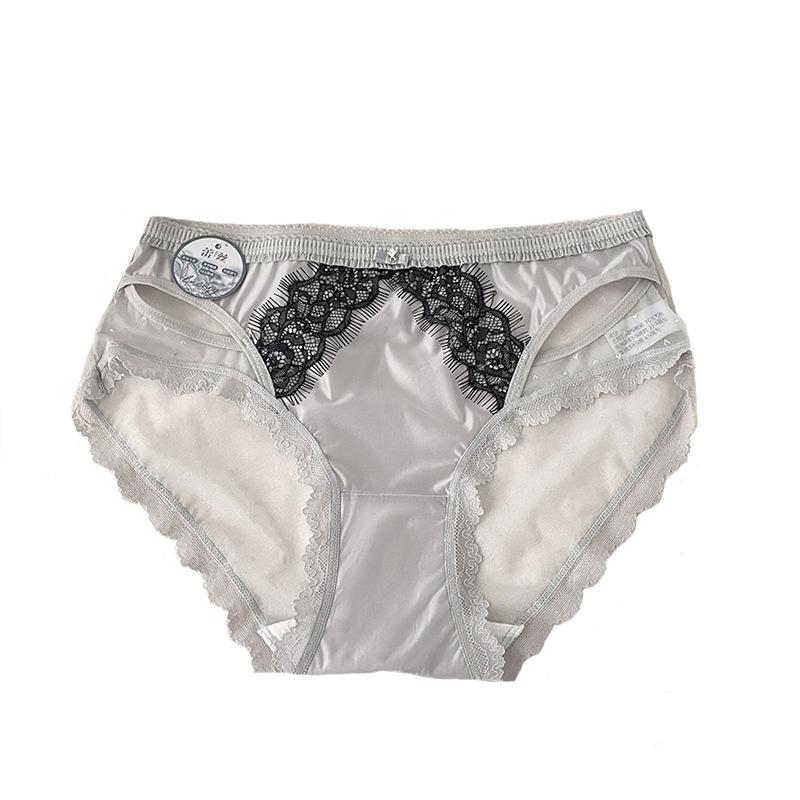 Ladies Summer New Sexy Lace Clash Color Eyelash In Waist Triangle Briefs