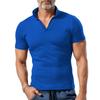 Mens Short Sleeve Waffle Turn Down Collar Solid Casual Polo Shirt