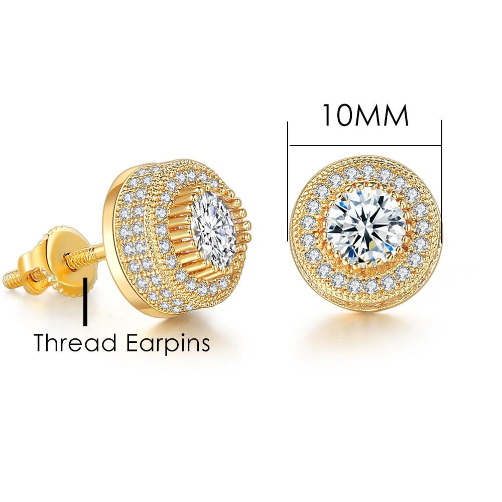 Iced Out Zirconia Stud Earrings For Men Hiphop Gold Color Plated Male Earing Fashion Punk Jewelry Gift Shiny Accessories OHE001