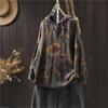 Vintage Print Drawstring Fashion Hooded Sweater Woman Winter Loose Long Sleeves Casual Sweater