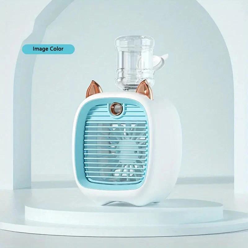 

New Version Cooling Small Fan 1200mAh Three Gear Air Conditioning Fan Portable Handheld Small Hanging USB Type Fan Versatile Use синий