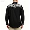 Men's Western Shirt Long Sleeve Embroidered Vintage Party Top with Decorative Pattern Fit Costume