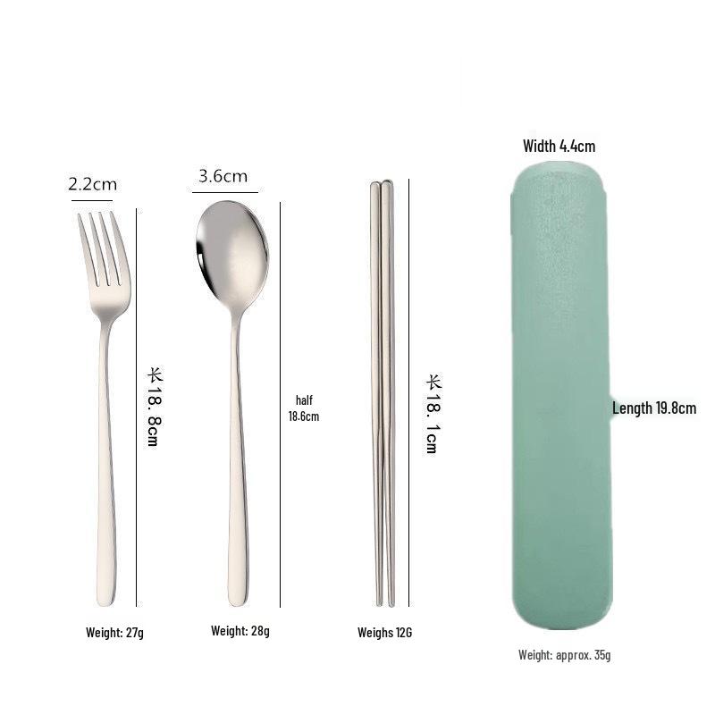 Portable Stainless Steel Cutlery Set: Fork, Spoon & Chopsticks - Ideal for Students & Outdoor Use