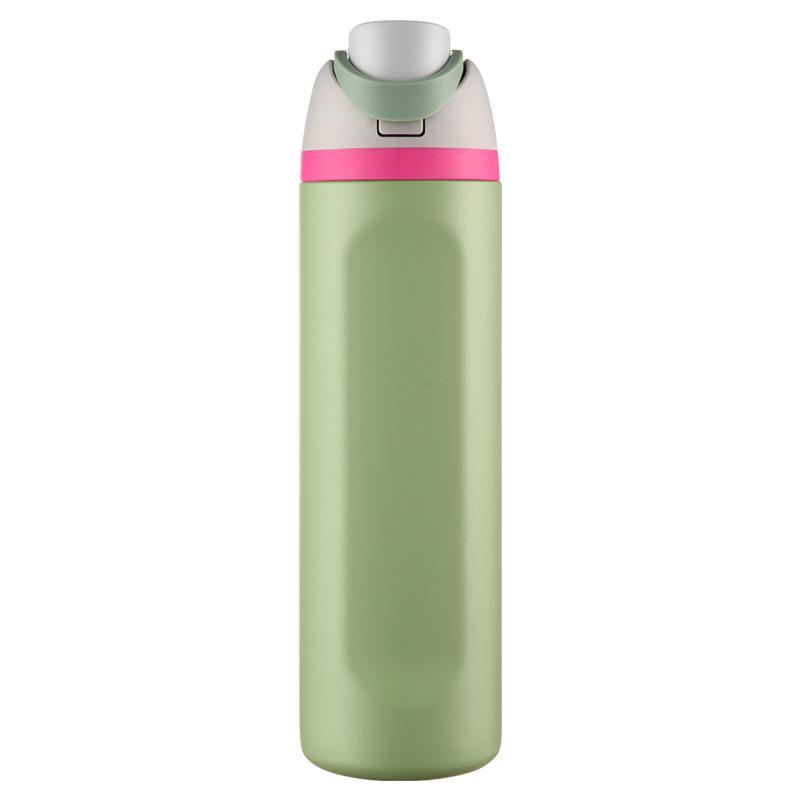 Große Edelstahl-Thermoskanne mit Doppelstrohhalm - Outdoor-Wasserbecher für Schüler