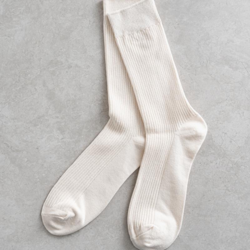 Monfoot Men S Ribbed Long Neck SockS Ivory