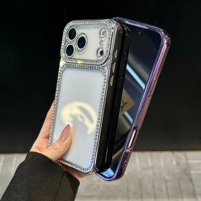 Luxus galvanisierte transparente Strass-Handyhülle für Apple/Samsung
