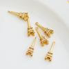 14K Gold Plated Eiffel Tower Pendant with Zirconium, DIY Charm for Jewelry Bracelet