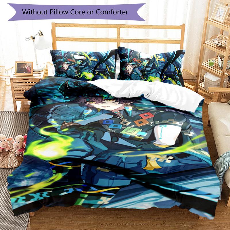 Kinich 3pcs Bedding Set Duvet Cover Closure Includes 1 Duvet Cover & 2 Pillowcases for All Seasons Bedroom Home Dorm Decor