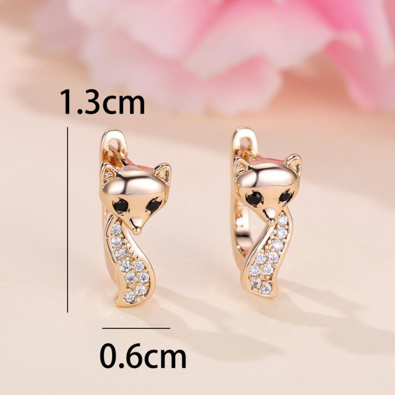 Wish Personality Design Sense Champagne Gold and White Diamond Fox Ear Buckle