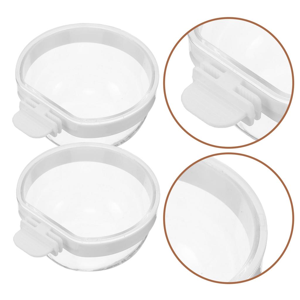 4Pcs Parrot Bird Feeding Bowls Transparent Plastic Spill Proof Hanging Cups Cage Water Dish for Small Birds Cockatiels