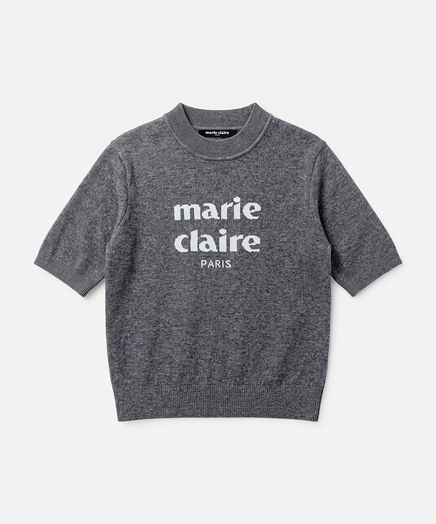 MARIE CLAIRE Essential Logo Cashmere Wool Short Sleeve Knit (Magdkn14Mmg)