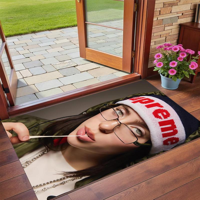 Tappeto in Peluche di Cristallo Billie Eilish Stampa Anti?Indumenti da notte?Tappeto da Pavimento Resistente per Decorazione Domestica Interna