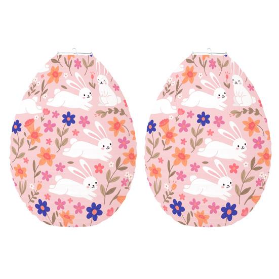 Easter Egg Paper Lantern Bunny Chick Flower Pattern Egg Shaped Hanging Lantern for Easter Party Home Decor