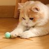 Cat Bouncy Ball Toy Silicone Ball Cat Chew Toy with Feathers Interactive Quiet Rolling Ball for Indoor Cats Biting Chewing Chasing