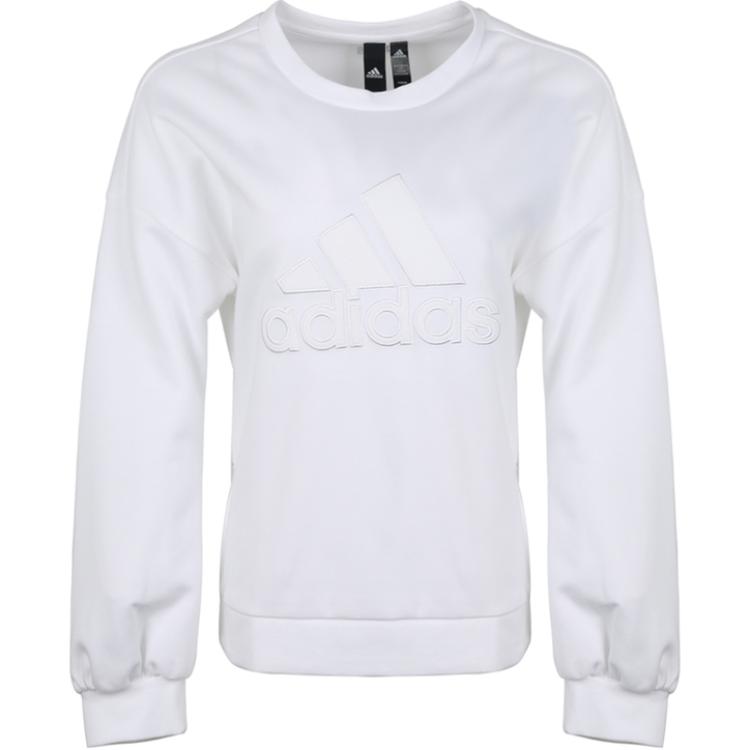 Adidas Crew Emby Bos Letter Comfortable Soft Pullover Round Neck Sweatshirt Women Sweatshirt White DT2357