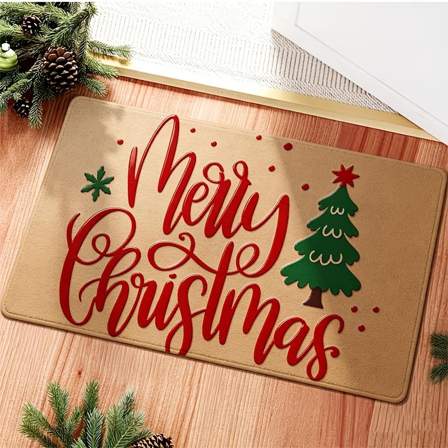 Buffalo Plaid Merry Christmas Floor Mat front porch villa entry terrace backyard cabin household decorative seasonal door mat