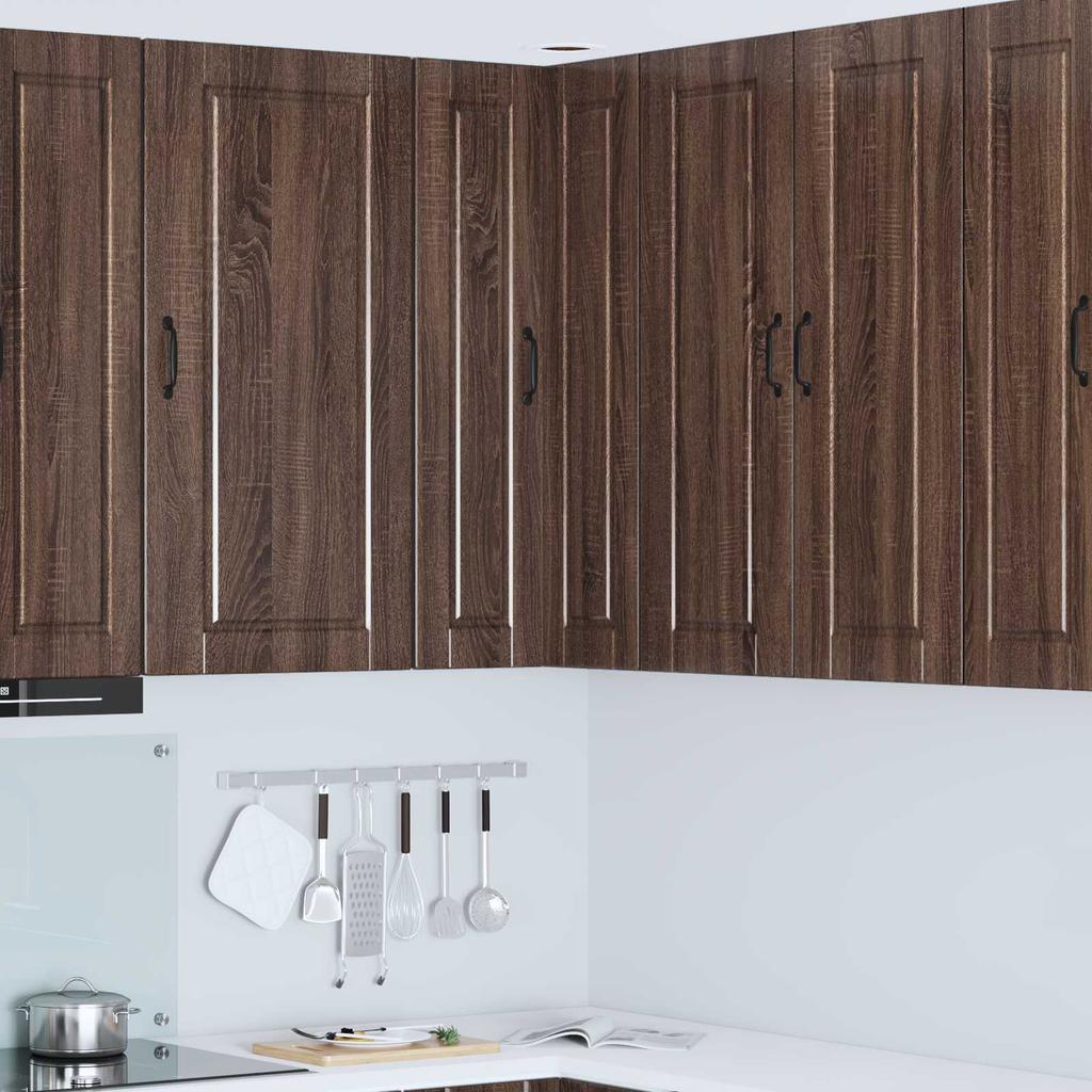 Wall Mounted Corner Cabinet PORTO Brown Oak Effect 57 x 57 x 100 cm