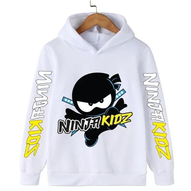 

Autumn Children s Clothing Ninja Printed Cartoon Children s Hooded Sweatshirt of High Quality Boys/Girls Pullovers 140cm белый