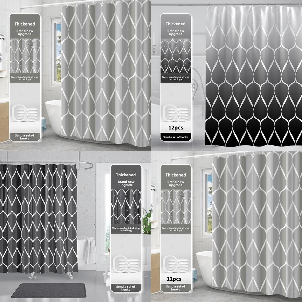 Simplistic Waterproof Shower Curtain Made Of Thick Polyester Cloth For Bathroom Decor And Hygiene