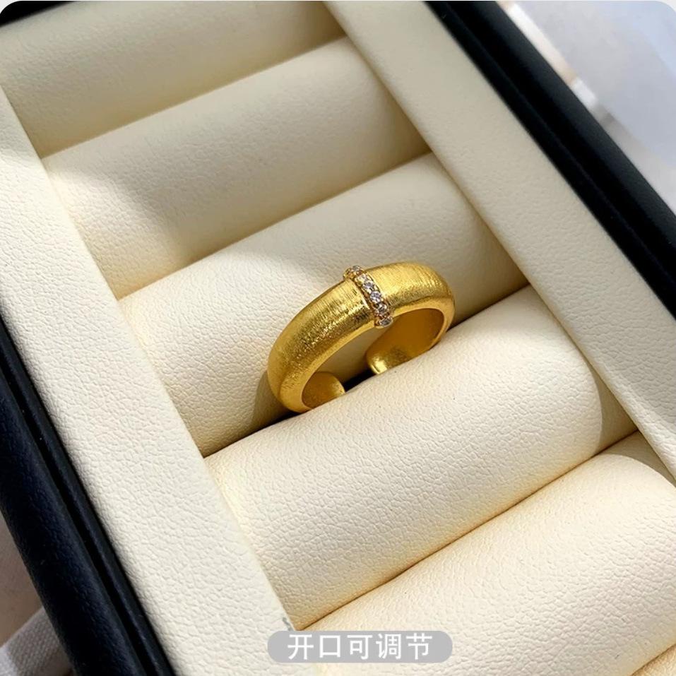 Французское Легкое Роскошное Ретро Щеточный Женский Кольцо Итальянское Антикварное Пара Широкое и Узкое Кольца-Пара Простое Высококлассное Кольцо adjustable opening