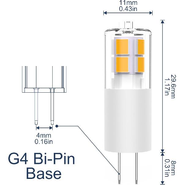 G4 LED Bulb 12V 3W Warm White - 6-Pack, Low Voltage Landscape Light Bulbs, JC Bi-Pin Base, Energy-Efficient 20W to 30W Halogen Replacement