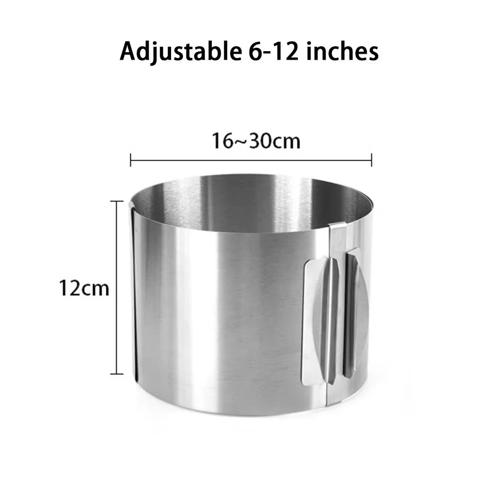 Stainless Steel Round Cake Mold Adjustable 6 To 12 Inches Height 6-15cm with Precise Scale Mold Baking Ring for Mousse Baking