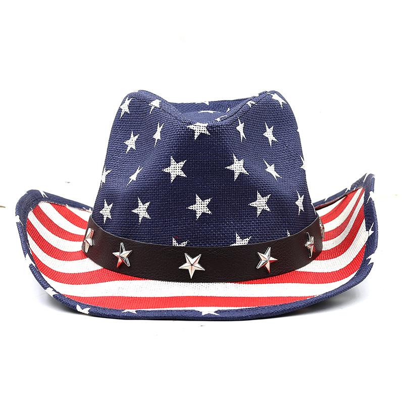 American flag western panama cowboy usa hat sailor dance top hat personality prairie star jazz hat