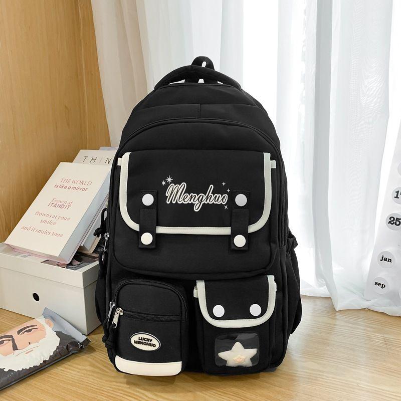 

High School Girls Spine Protection and Burden Reduction Large Capacity 2025 New Arrival Junior High School Junior High School Students Good-looking Black [without pendant]]