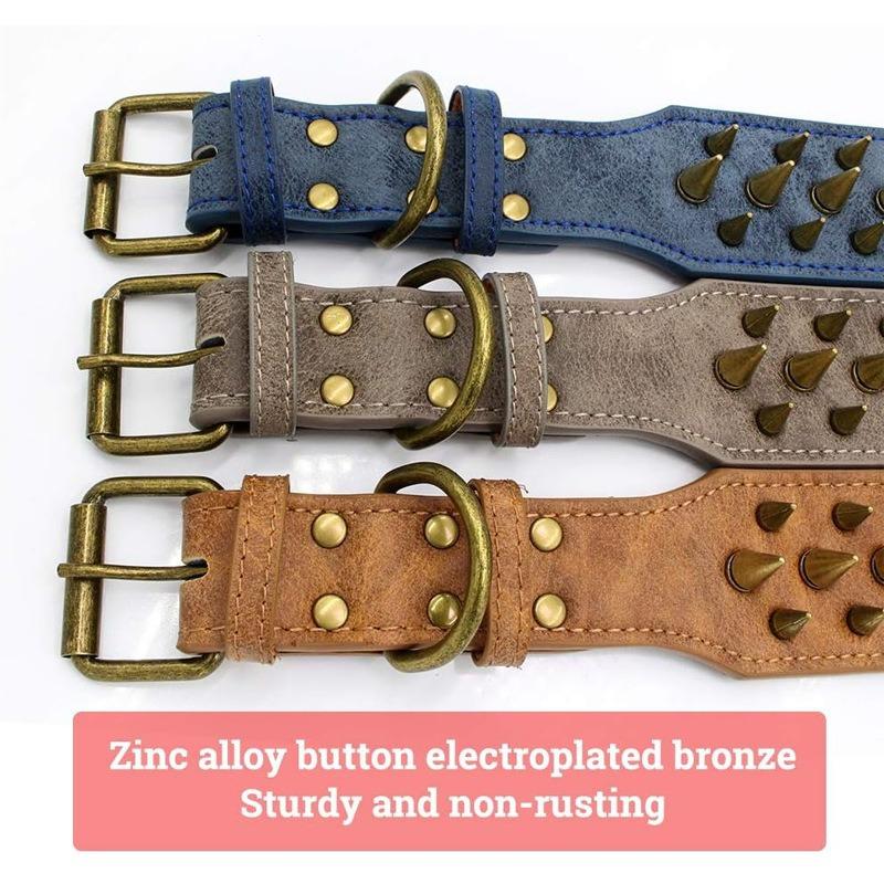 Dog Collar Microfiber Anti-Bite Rivet Neck Ring Domineering Spike Decorative Wolf Dog Neck Cover