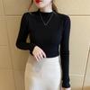 Maglione Base a Collo Semi-Alto da Donna Slim Fit a Maniche Lunghe Top in Maglia