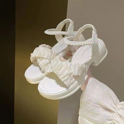 Sandals Women's Bead Platform Fairy Style Sandals Women's Skirt 2025 Summer New Fashion Versatile Roman Shoes Trend