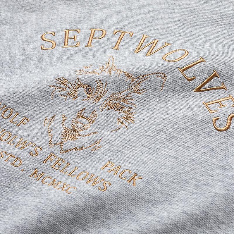 SEPTWOLVES Men's Autumn Wolf Head Print Pullover Sweatshirt