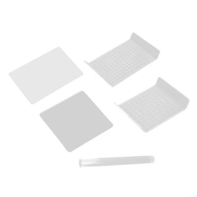 Acrylic Clay Roller Tool with 4Pcs Acrylic Sheet Board Clay Shaping Sculpturing Tool Clay Rolling Pin and Acrylic Sheet X3UC